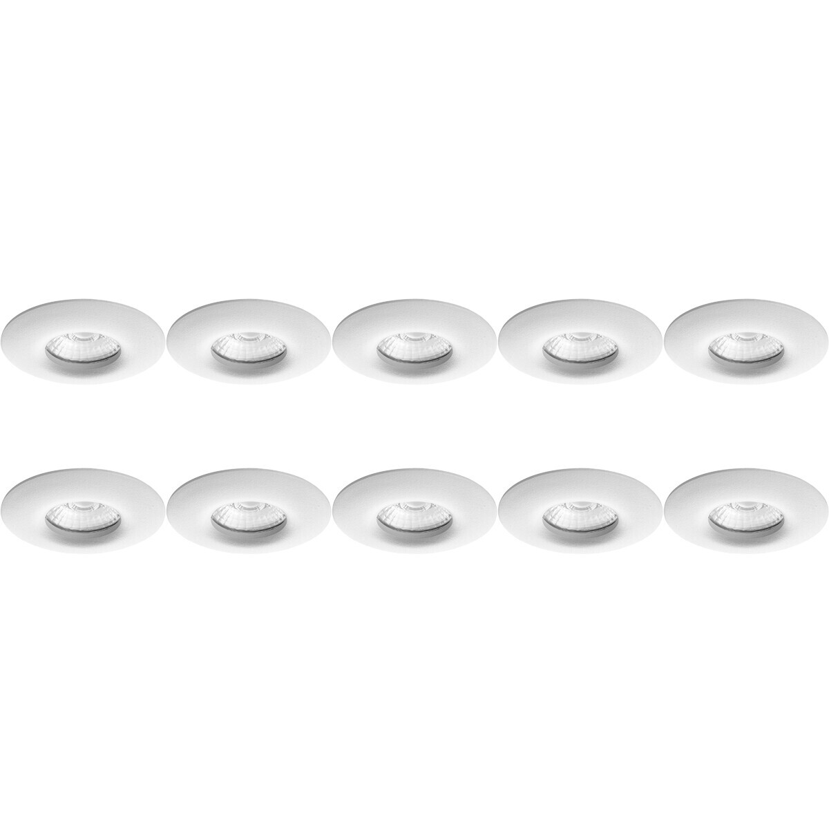 BES LED Spot Armatuur 10 Pack - Pragmi Luno Pro - GU10 Fitting - Waterdicht IP65 - Inbouw Rond - Mat Wit - Aluminium - Ã˜82mm