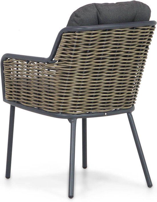 Santika Furniture Santika Fasano/Valerio 180 cm dining tuinset 5-delig grijs-antraciet wicker 4 personen inclusief kussen