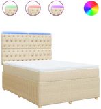 vidaXL Boxspring met matras stof crèmekleurig 140x190 cm