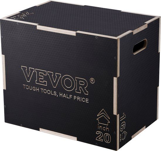 VEVOR 3 In 1 Plyometrische Jump Box 24/20/16 Inch Plyo Box, Jump Box Jump Box 204kg Draagvermogen, Fitness Oefening Step Up Box voor Thuistraining, Jump Krachttraining Zwart Verstelbare Hoogte