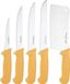 Set de couteaux de barbecue, composé de 5 couteaux, en acier inoxydable de haute qualité - Conception ergonomique et durable - Jaune