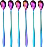 Ibenzoa® Luxe Jeu de cuillères doré pour café, dessert et cocktails, set de 6 pièces, 22 cm de long, acier inoxydable