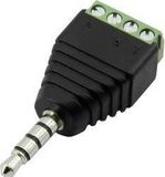 TRU COMPONENTS 1386615 Jackplug 3.5 mm Stekker, recht Aantal polen: 4 Stereo Zwart 1 stuk(s)
