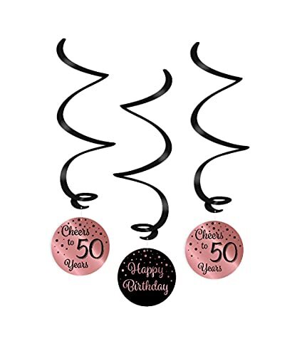 PD-Party Swirl decorations rose/black - 50, set van 6