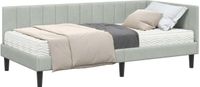 vidaXL Hoekbedframe met Matras en hoofdeinde, 2 stuks, Lichtgrijs, Fluweel