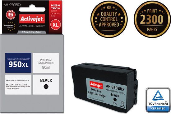 Activejet AH-950BRX Zwart Inktcartridge (vervangt HP 950XL CN045AE)