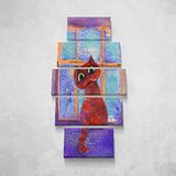 Homemania Feline-5 dieren, voor woonkamer, meerkleurig, 100 x 3 x 60 cm, HM205PKNV-136, polyester, hout