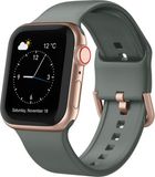 By Qubix - Soft siliconen bandje met gespsluiting - Olijfgroen - Geschikt voor Apple Watch 44mm / 45mm / 46mm / 49mm