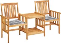 Maison Exclusive - Fauteuil de jardin avec table d'appoint et coussins, 2 pièces, en bois d'acacia