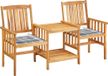 Maison Exclusive - Fauteuil de jardin avec table d'appoint et coussins, 2 pièces, en bois d'acacia