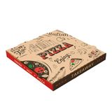 100 Thepack 100 stuks - pizzastraden 'Enjoy Pizza' 330 g/m2, 32 x 32 x 3,8 cm, naturel, microkanaal golfkarton
