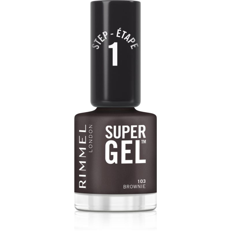 Rimmel Super Gel, 103 Brownie, langhoudende nagellak, eenvoudig aan te brengen, manicure, geleffect, splinterbestendig, Clean formule, 12 ml