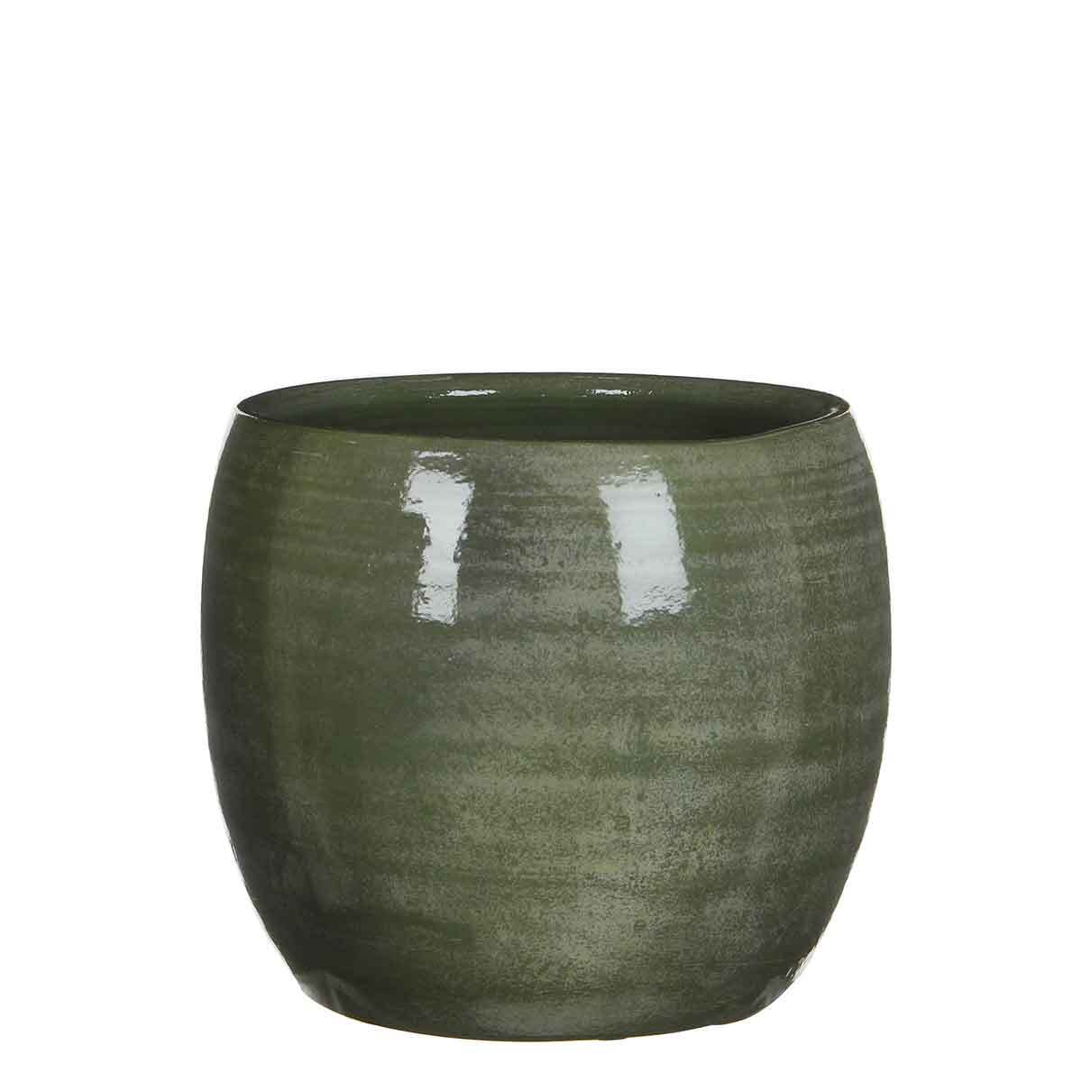 Mica Decorations lester ronde pot groen maat in cm: 22 x 24