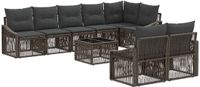 vidaXL Tuinbank - Set - 9-delig - Grijs - Polyrattan