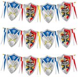 Folat Bv Ridder thema vlaggenlijn - 3x - kinder verjaardag feestje - 6 meter - kunststof - feestversiering