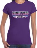 Bellatio Decorations Shoppartners Bv Nineties feest t-shirt paars voor dames - paarse 90s disco/feest shirts / outfit S