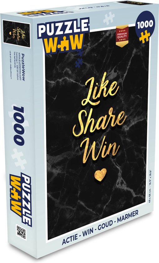 MuchoWow Puzzel Actie - Win - Goud - Marmer print - Legpuzzel - Puzzel 1000 stukjes volwassenen