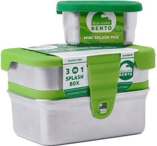 Blue Water Bento RVS Lunchbox Eco Splash box 3 in 1 Lekvrij