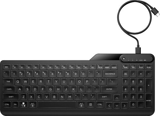 HP 405 backlit toetsenbord met kabel voor meerdere apparaten Zwart QWERTY