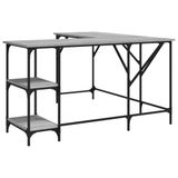 vidaXL Bureau 139x139x75 cm bewerkt hout grijs sonoma eikenkleurig