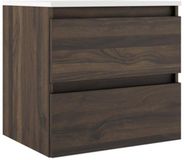 Saniclass Chacito Badkamermeubelset - 60x40x55cm - keramische wastafel glans wit - 1 wasbak - 1 kraangat - 2 lades - noten