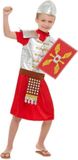 Horrible Smiffys Kinder Kostuum - Kids 6 jaar - Horrible Histories Roman Boy - Rood/Zilverkleurig
