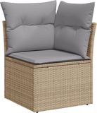 vidaXL Tuinbank Set Beige Poly Rattan 9-delig