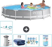Intex Prism Frame Zwembad Rond - 366 x 76 cm - Grijs - Compleet Pakket