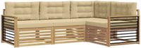 vidaXL Buiten bankenset 5 st Wit en Beige Polyester