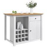 vidaXL Keukeneiland set, 2 stuks, model PANAMA, wit en honingkleurig, massief grenenhout