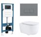 QeramiQ Dely Swirl Toiletset - reservoir encastrable Qeramiq Flush - abattant avec frein de chute - plaque de commande en plastique gris clair - boutons rectangulaires - blanc brillant