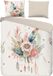 Good Morning Dekbedovertrek bloemen en veren - 2 persoons 200x200/220 cm - Ecru - 100% Katoen renforcé