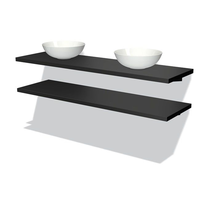 Maxaro Badkamermeubel voor Waskom 160 cm Modulo Plato Mat Zwart 2 Wastafelbladen