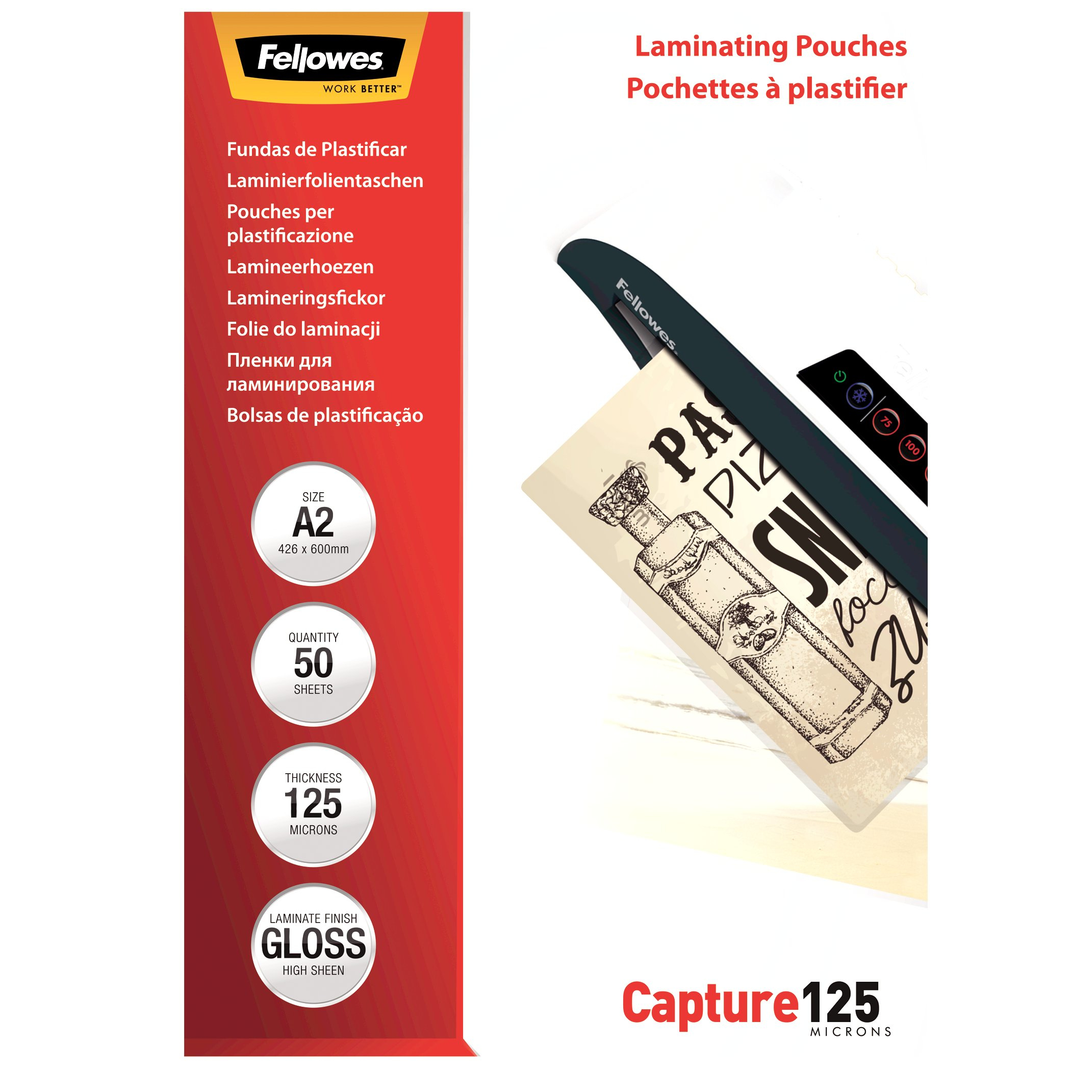 Fellowes 125 micron lamineerhoes glanzend A2 - 50 pak