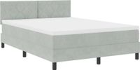 vidaXL LED Box Spring Bed Lichtgrijs 140 x 190 cm Fluweel