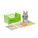 Simba Pamper Petz Bunny, interactieve konijnenbaby met drink- en vochtfunctie, slaapogen, luier met kleurwisselfunctie, magische poot en stapelbaar bed, vanaf 3 jaar