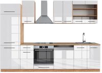 Vicco Fame-Line Complete keukeneenheid – 300 cm zonder werkblad Wit hoogglans/goud power eiken