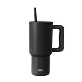 Simple Modern Trek beker van 30 oz met handvat en rietje | Geïsoleerde roestvrijstalen waterfles reismok | Geschenken voor vrouwen | Trek Collectie | 890 ml | Midnight Black