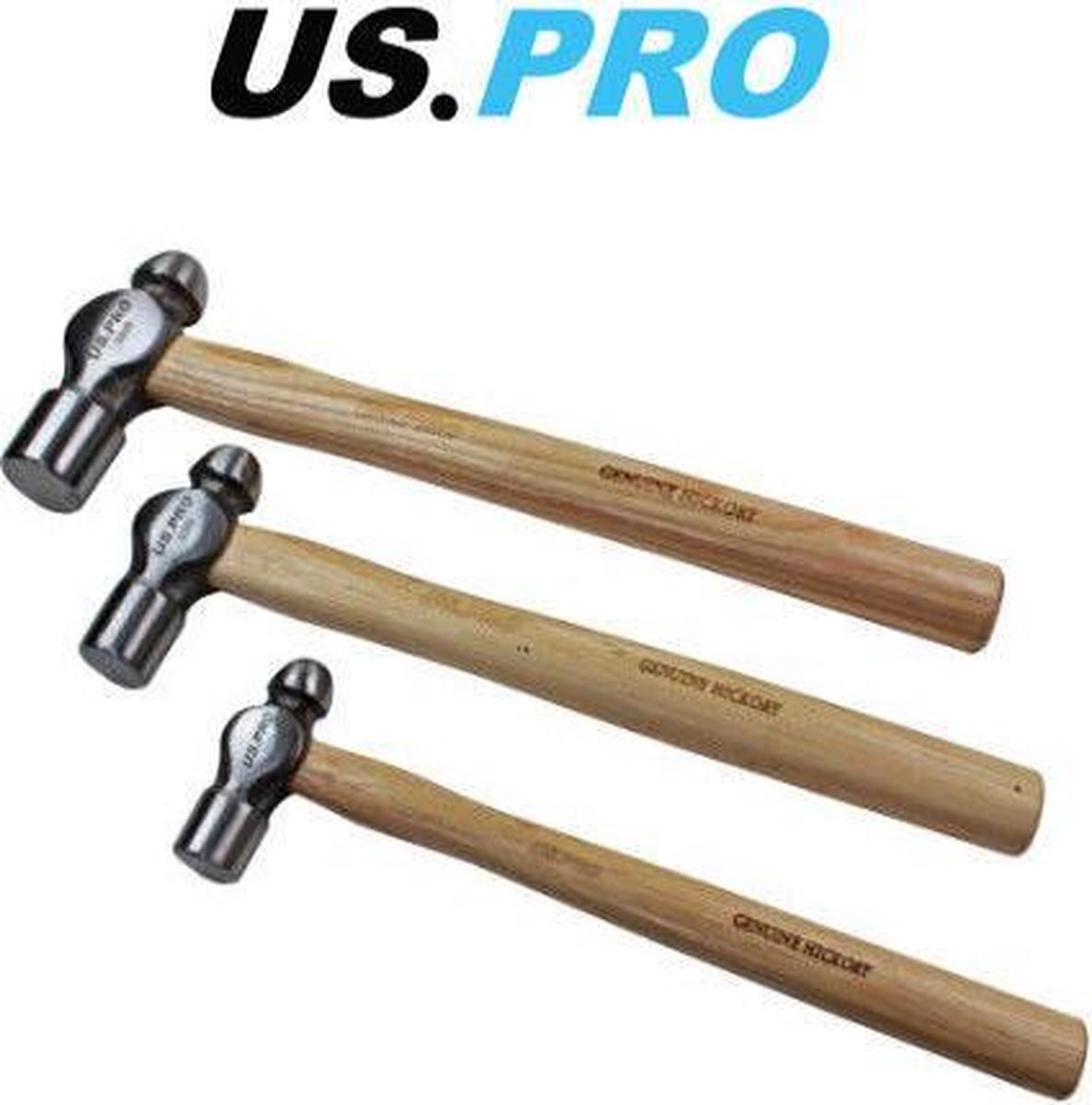 US.PRO tools by Bergen Bolhamer-set / Bolkop hamerset met hickory steel 3-delig