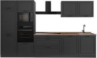 Vicco Complete keukeneenheid R-Line, Antraciet landelijk/Antraciet, 340 cm goudkleurig eiken werkblad