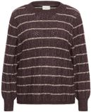 KAFFE CURVE KAFFE Vrouwentrui KAFFE Curve Signa Lange mouw Ronde hals Gestreept Katoen M Wit/Bruin
