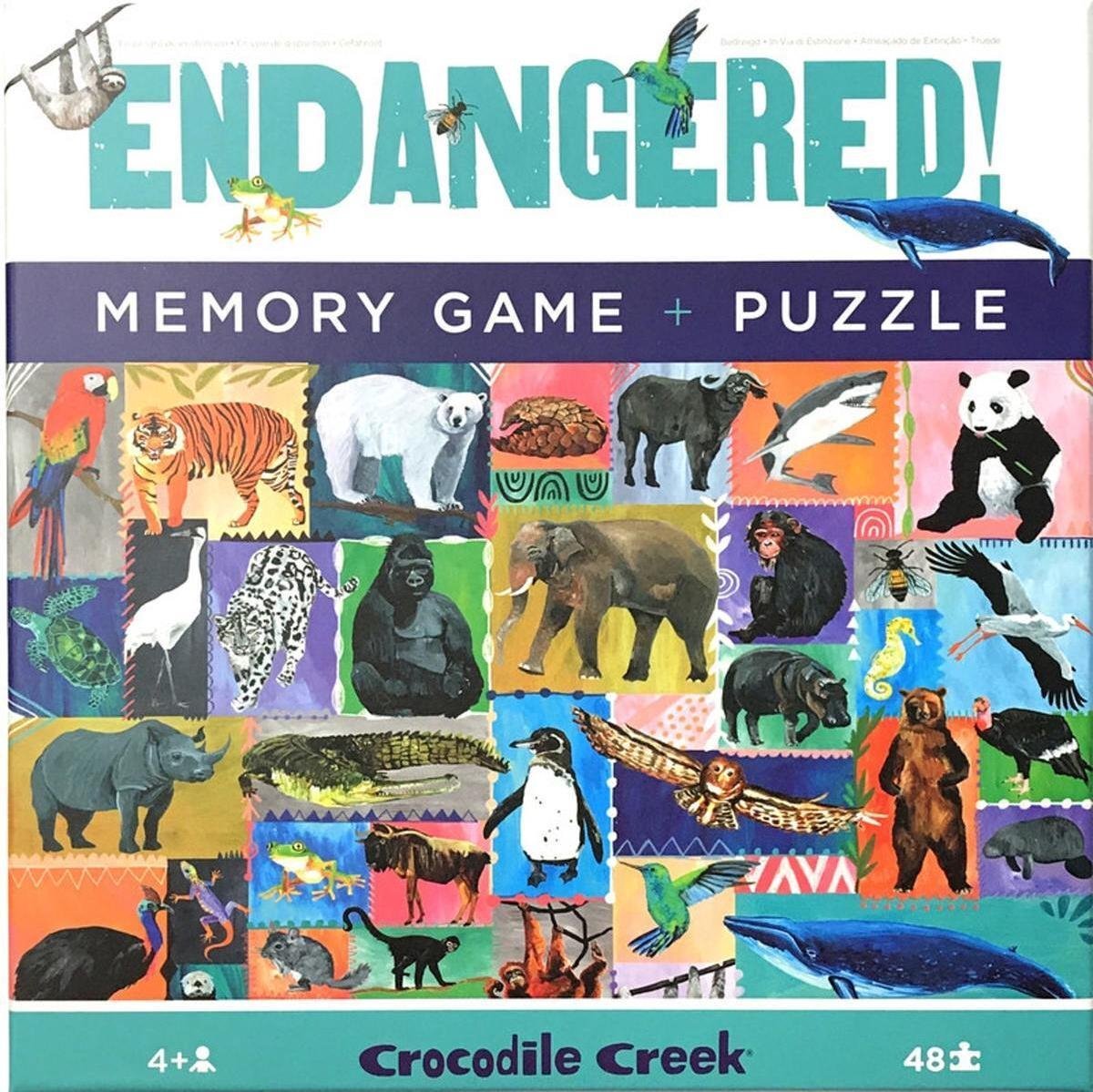 Crocodile Creek 48 pcs Puzzle & Memory Game/Endangered