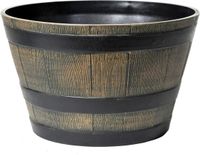 Mega Collections Plantenpot/bloempot - kunststof - bruin - houtmotief - D33 x H21 cm