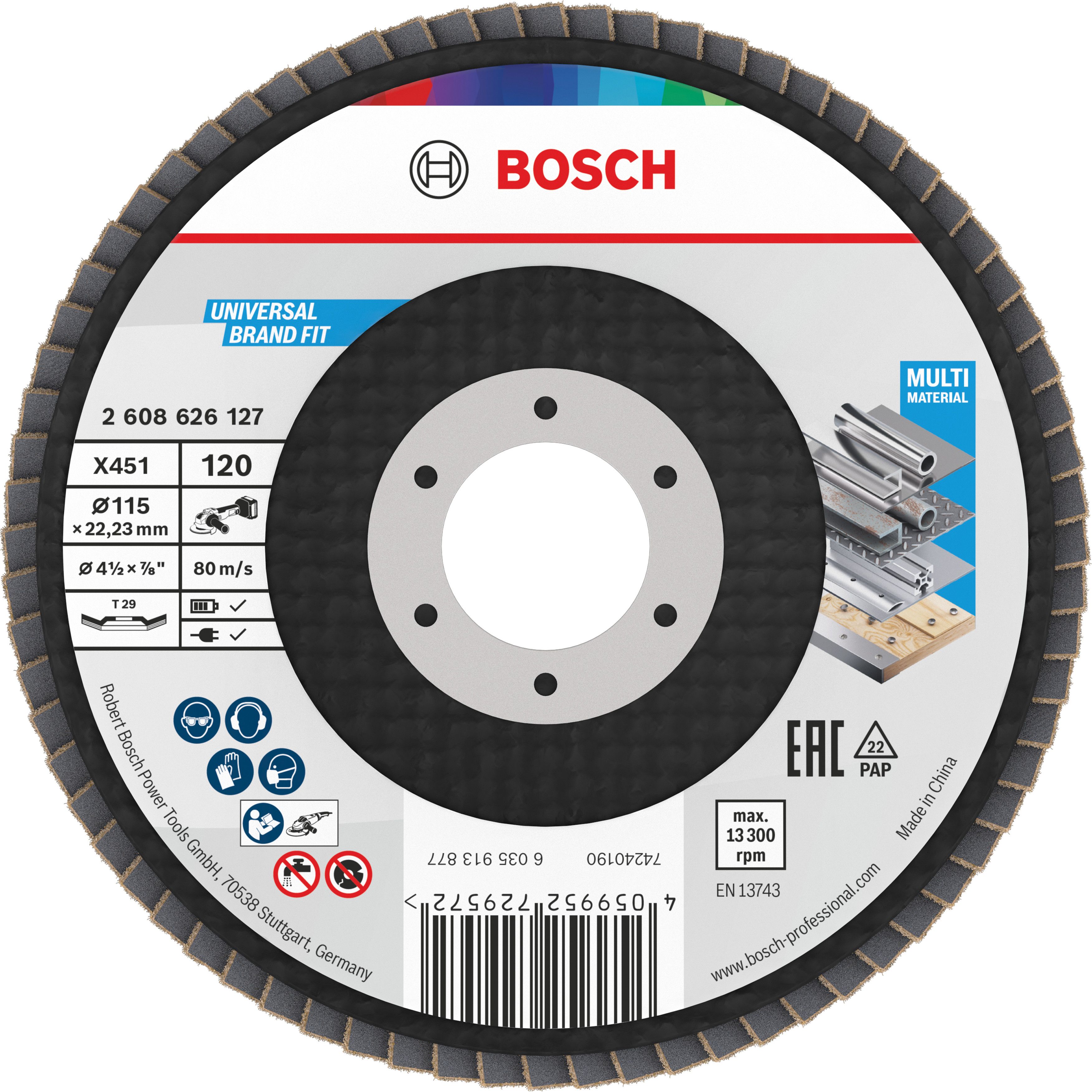 Bosch Accessoires X451 Lamellenschuurschijf | 115 x 22,23 mm | G120 | T29 - 2608626127