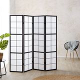 Homestyle4u Paravent 4 panneaux - 176x175 cm - noir - 4 pièces - Shoji