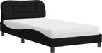 vidaXL Lit avec matelas "Hvar" tissu noir 100x200 cm