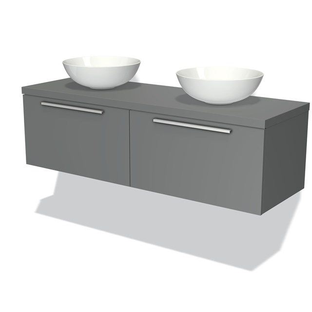 Maxaro Badkamermeubel voor Waskom 140cm Modulo Plato Middengrijs 2 Lades Vlak