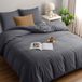 TRANKIELO® Housse de couette 240x260 cm + 2 taies d'oreiller 65x65 cm – Gris – Microfibre – Durable