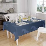 Bonamaison Tafelkleed, Anti-Mold, Sneldrogend, Waterdicht, 100% Polyester Tafellaken, Blauw, 140 x 160 Cm