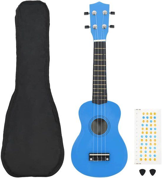 vidaXL Ukuleleset met tas voor kinderen - sopraan - 23'' - blauw